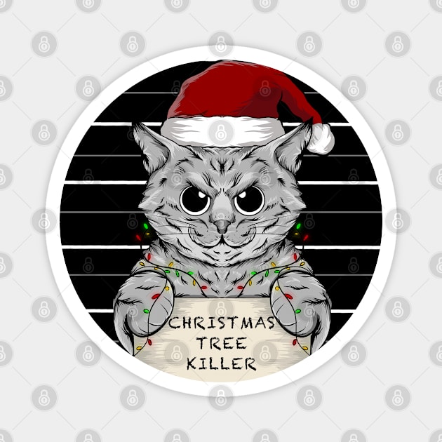 funny Cute Christmas Cat T-Shirt Magnet by Kuchisabishii